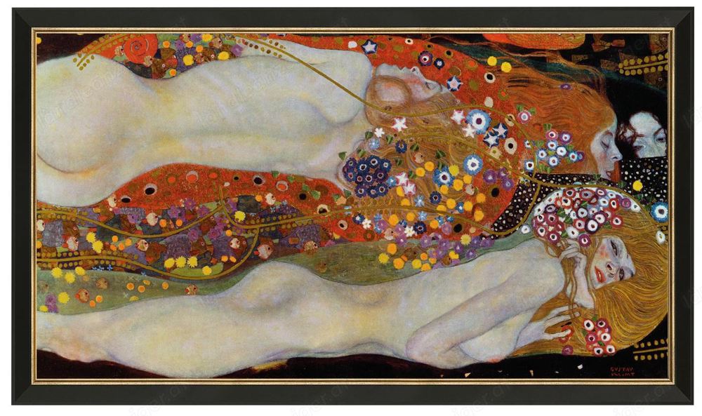 Gustav Klimt: Bild "Wasserschlangen II" gerahmt