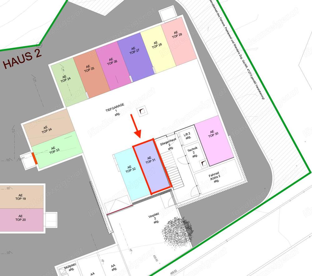 Tiefgaragen-Stellplatz mit 11kW-Elektroladestation in begehrter Lage Nähe Bahnhof Feldkirch