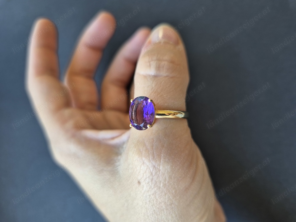 Goldring 585 mit Farbstein Amethyst