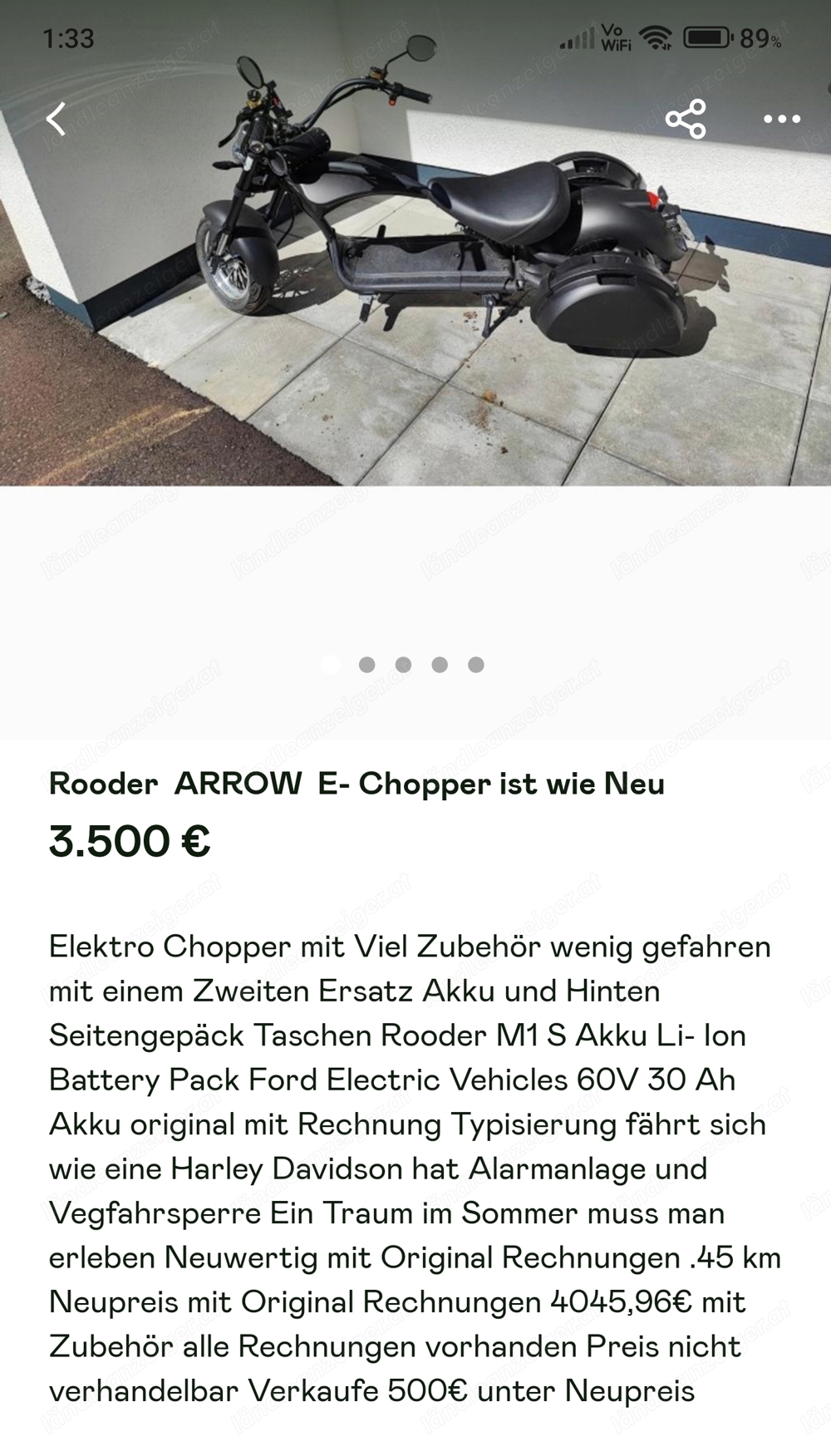 Elektro Chopper Motorrad 