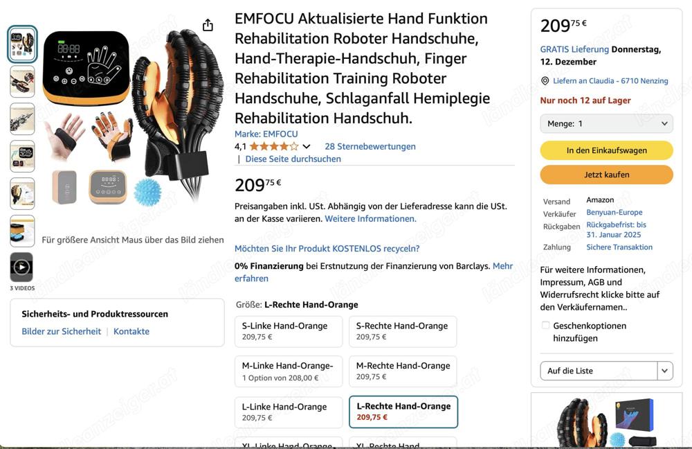 REHA Roboter Handschuh NEU   Neupreis 210   