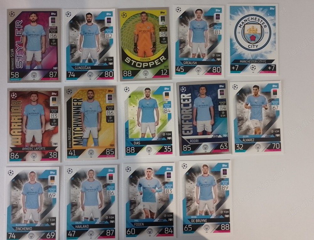 Topps Match Attax Fußball Karten 2022 23 von Manchester City 