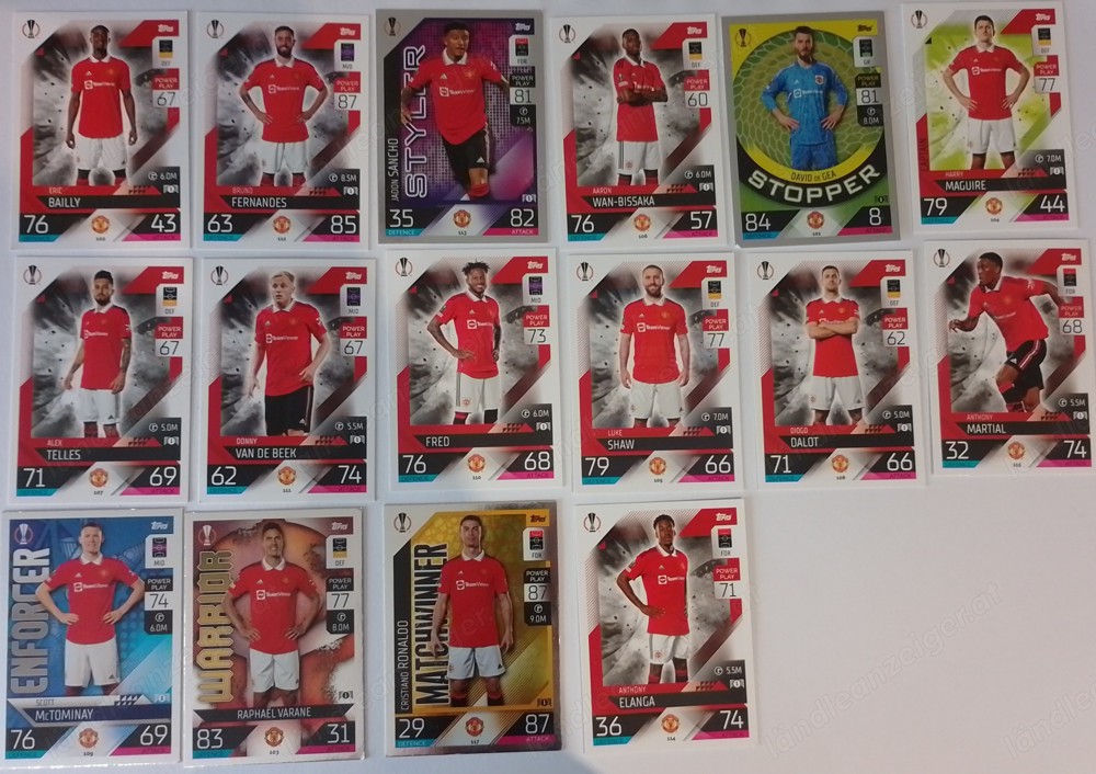 Topps Match Attax Fußball Karten 2022 23 von Manchester United 