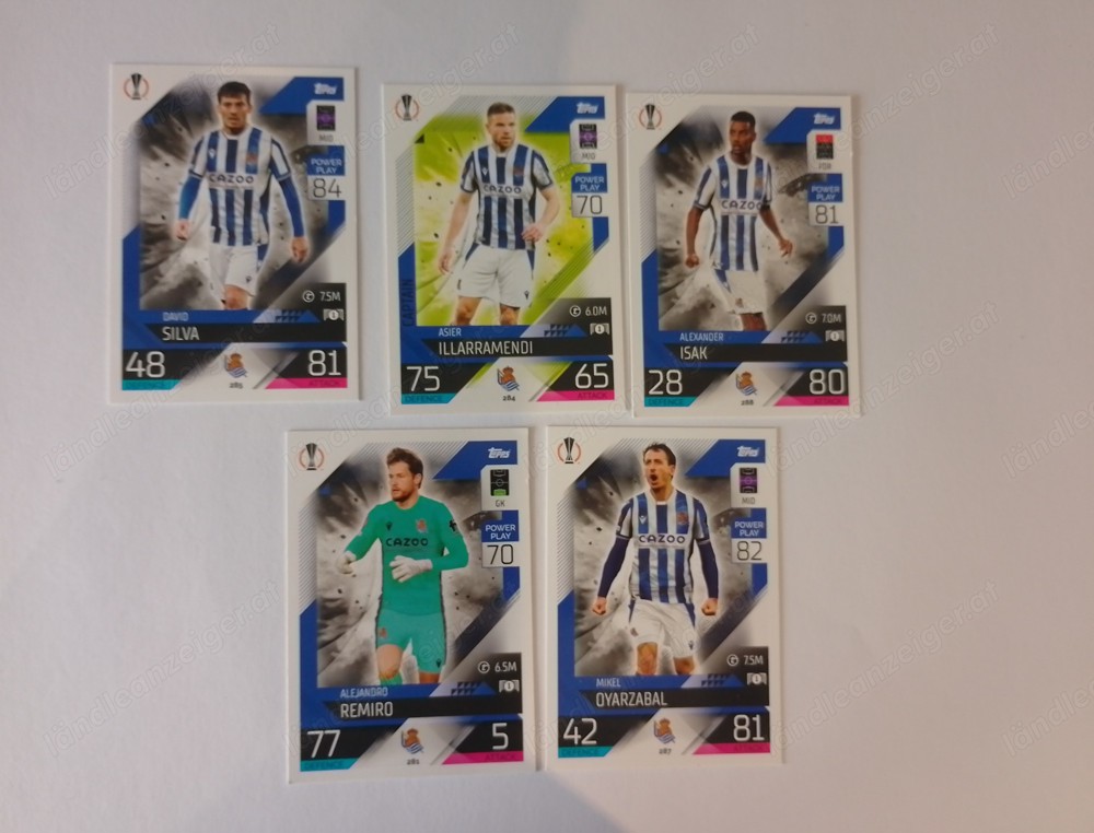 Topps Match Attax Fußball Karten von Real Sociedad 