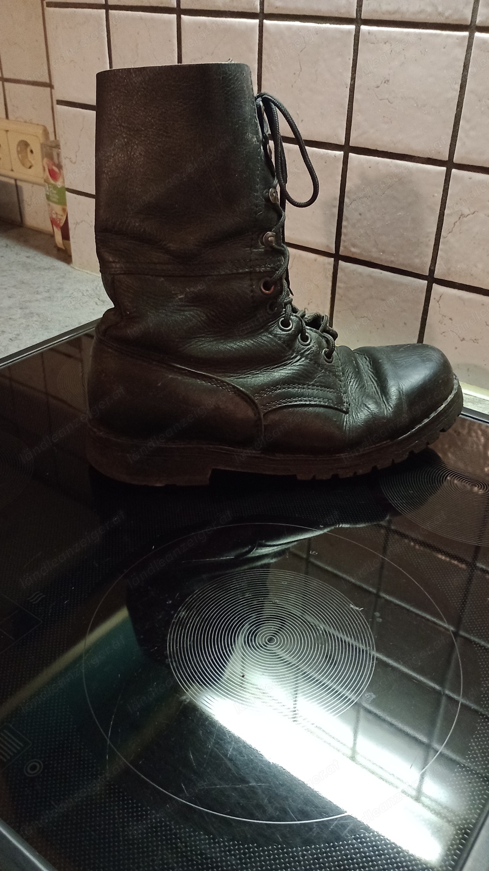 Gebrauchte Lederstiefel Größe 45 schwarz.