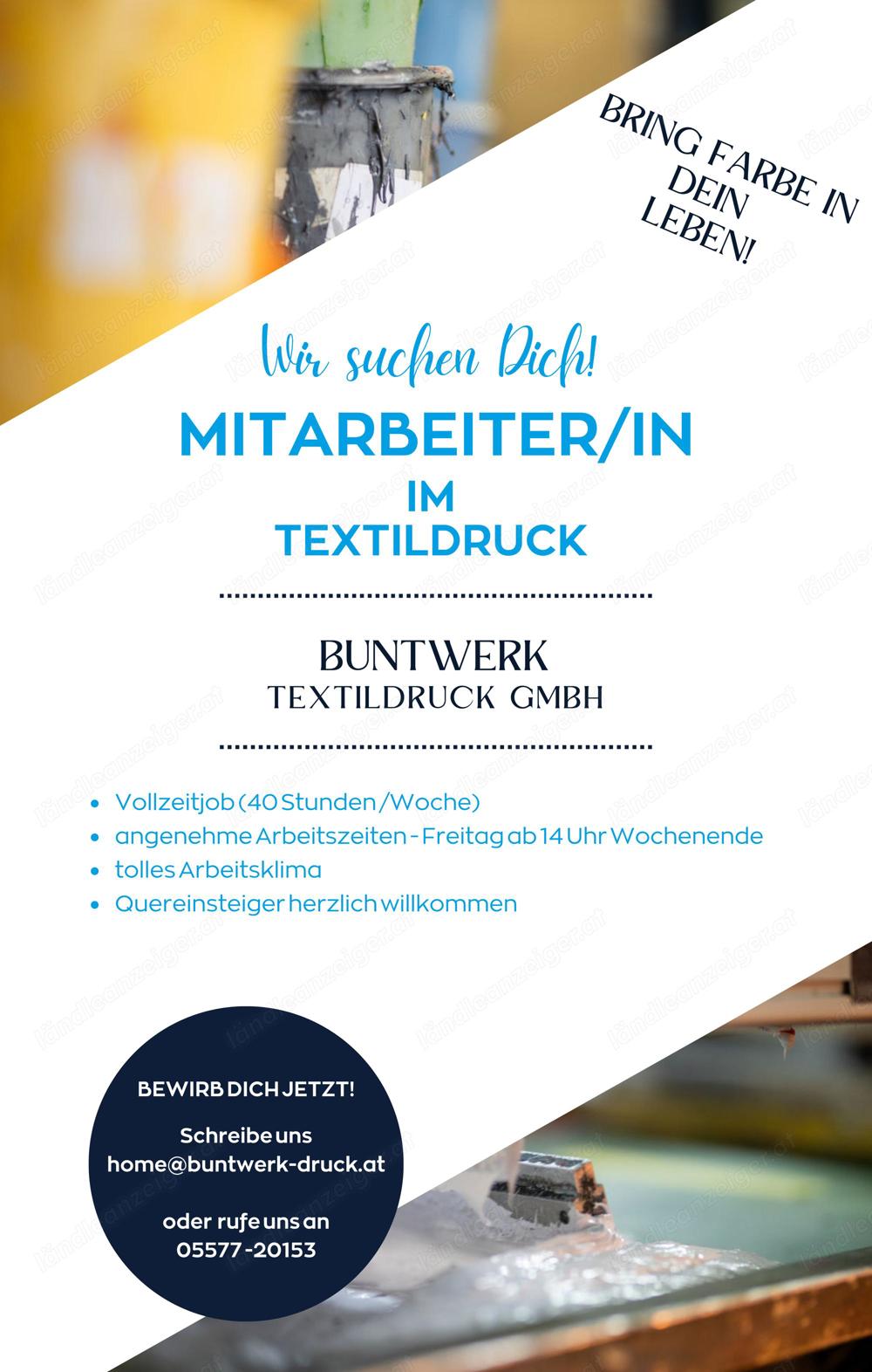 Textildrucker*in Vollzeit in Lustenau gesucht