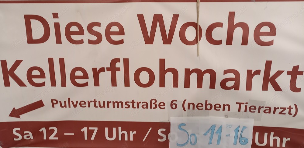 Kellerflohmarkt: Sa 18. Januar 12-17 Uhr, So 19. Januar 11-16 Uhr, Bludenz Pulverturmstr.6