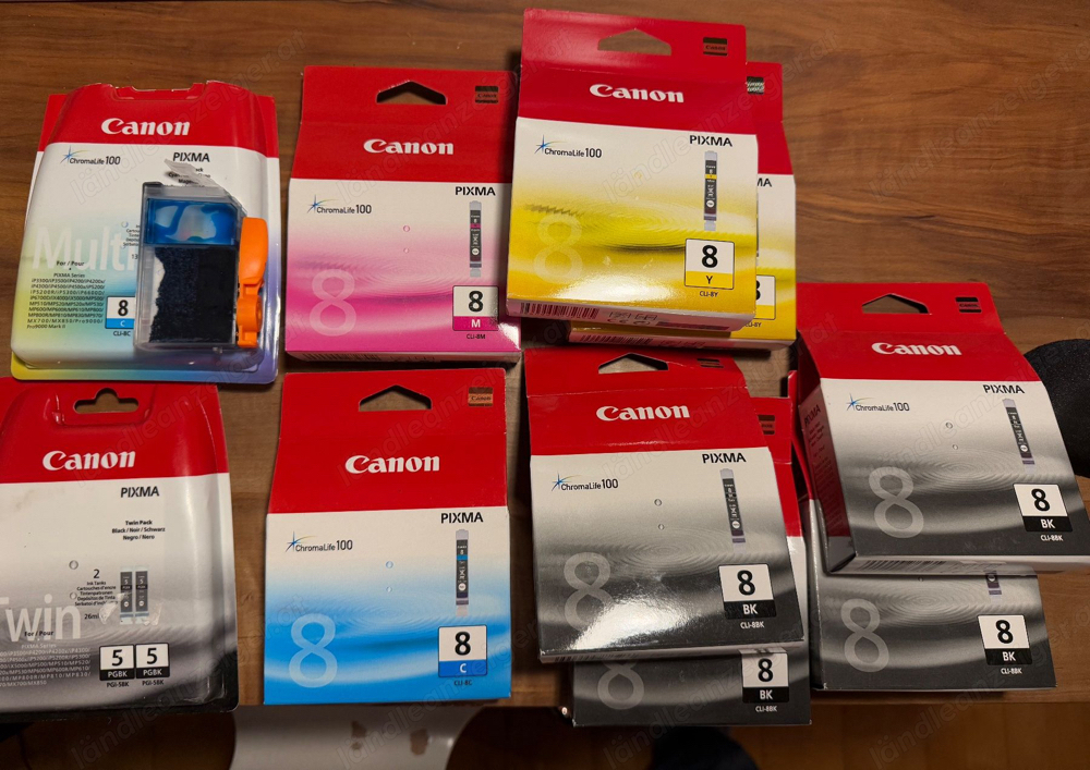 11 ungeöffnete Druckerpatronen für Canon Pixma-Serie