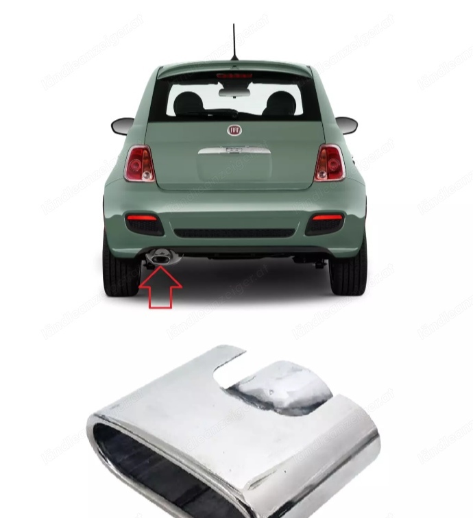 Endrohr Auspuffblende V2A Edelstahl in Chrom für Fiat 500 Bj. 2007-2023