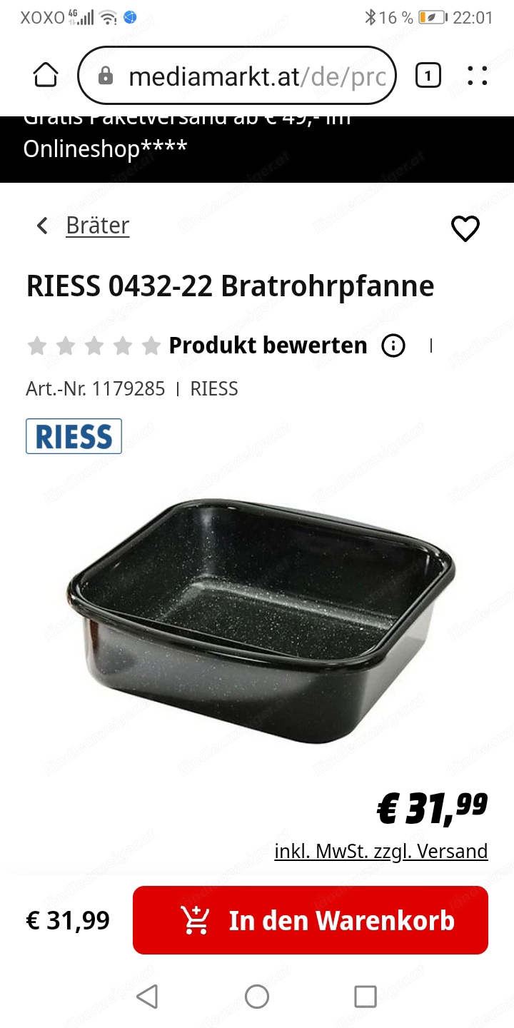 RIESS - Bratrohrpfanne