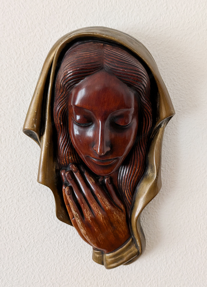  Achatit Madonna Maria mit betenden Händen, Wandmaske