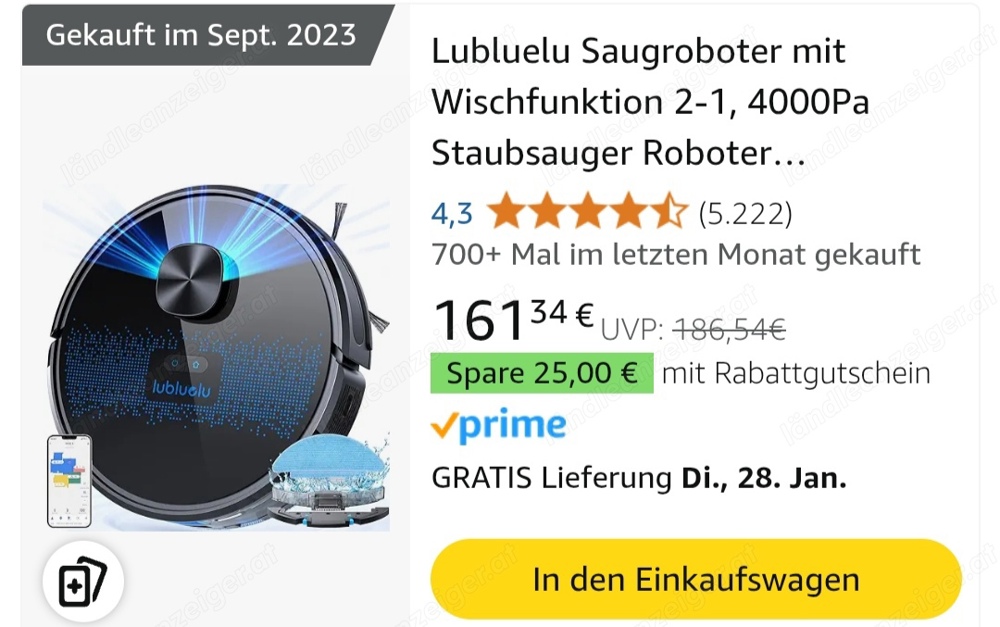 Saug Wischroboter mit APP - Lubluelu