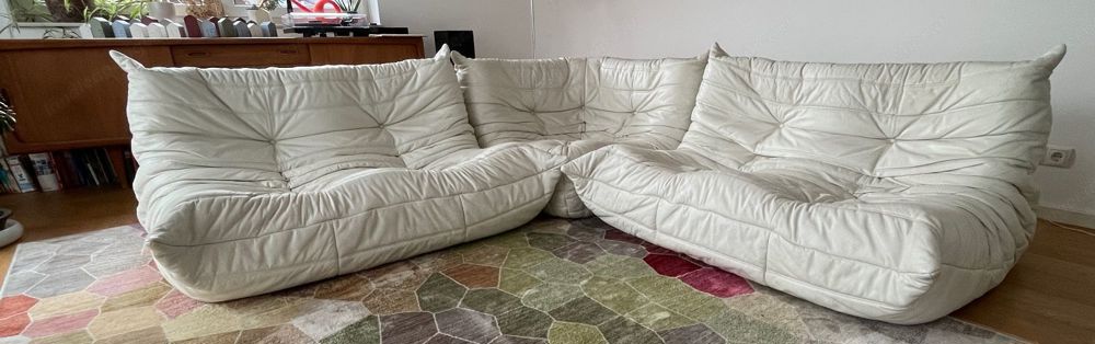 Ligne Roset Togo - Leder weiß - Ecke und zwei Zweisitzer