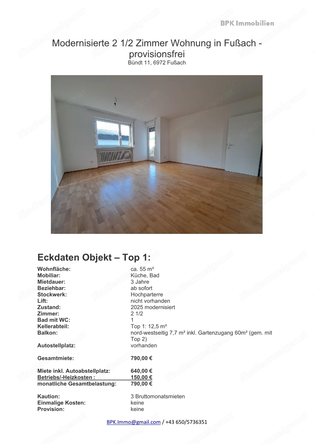 Modernisierte 2 1 2 Zimmer Wohnung in Fußach zu vermieten