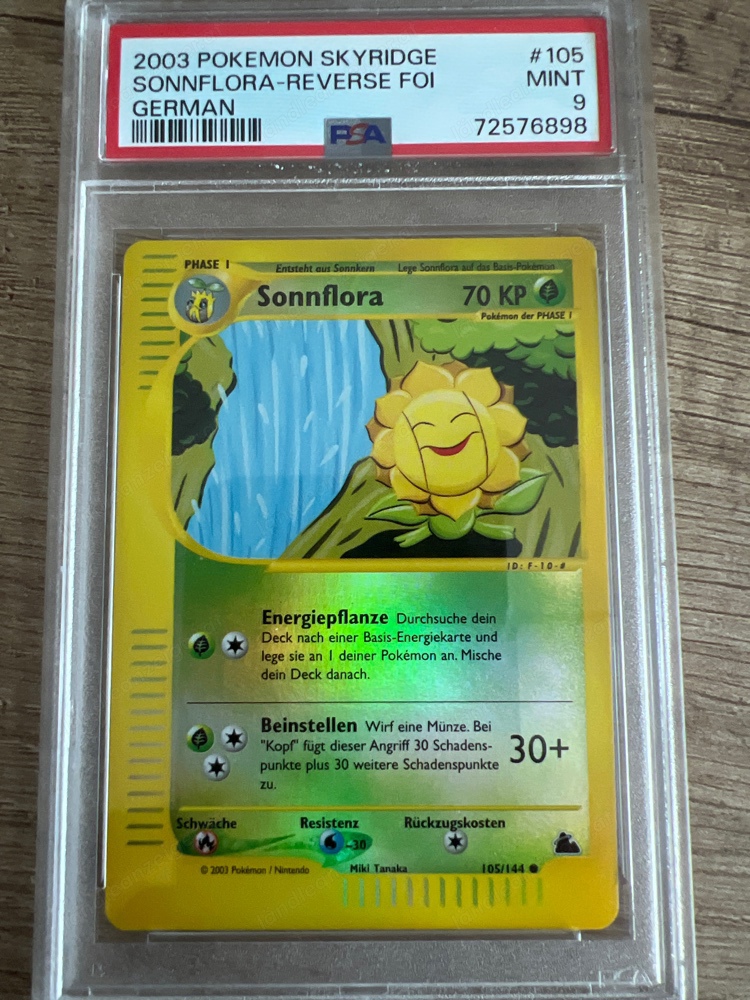 Pokemonkarte Sonnflora Reverse Holo PSA 9