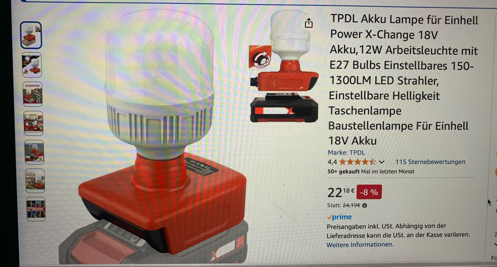  Akku Lampe für Einhell