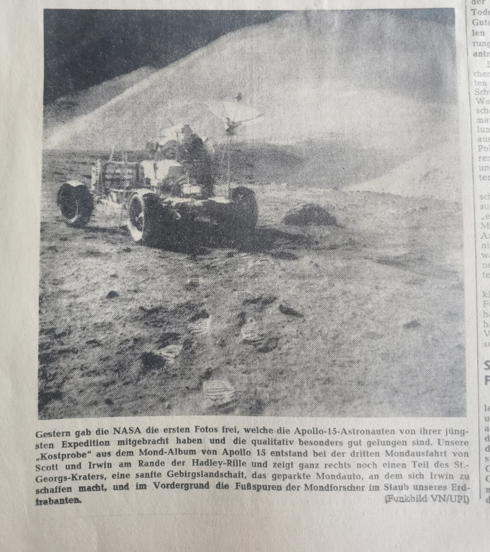 Erstes Bild der Mondlandung in einer Vorarlberger Zeitung von 1971