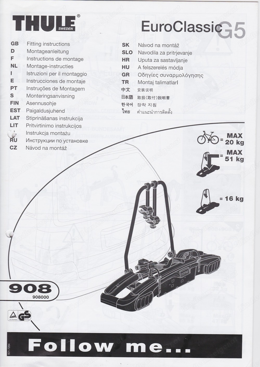 Thule Fahrradträger auf Anhängerkupplung