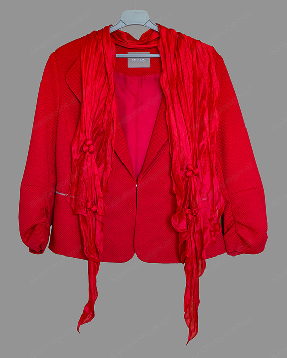 Blazer Gr. 38 - Gr. 40, Damenjacke, Jacke rot mit Schal 