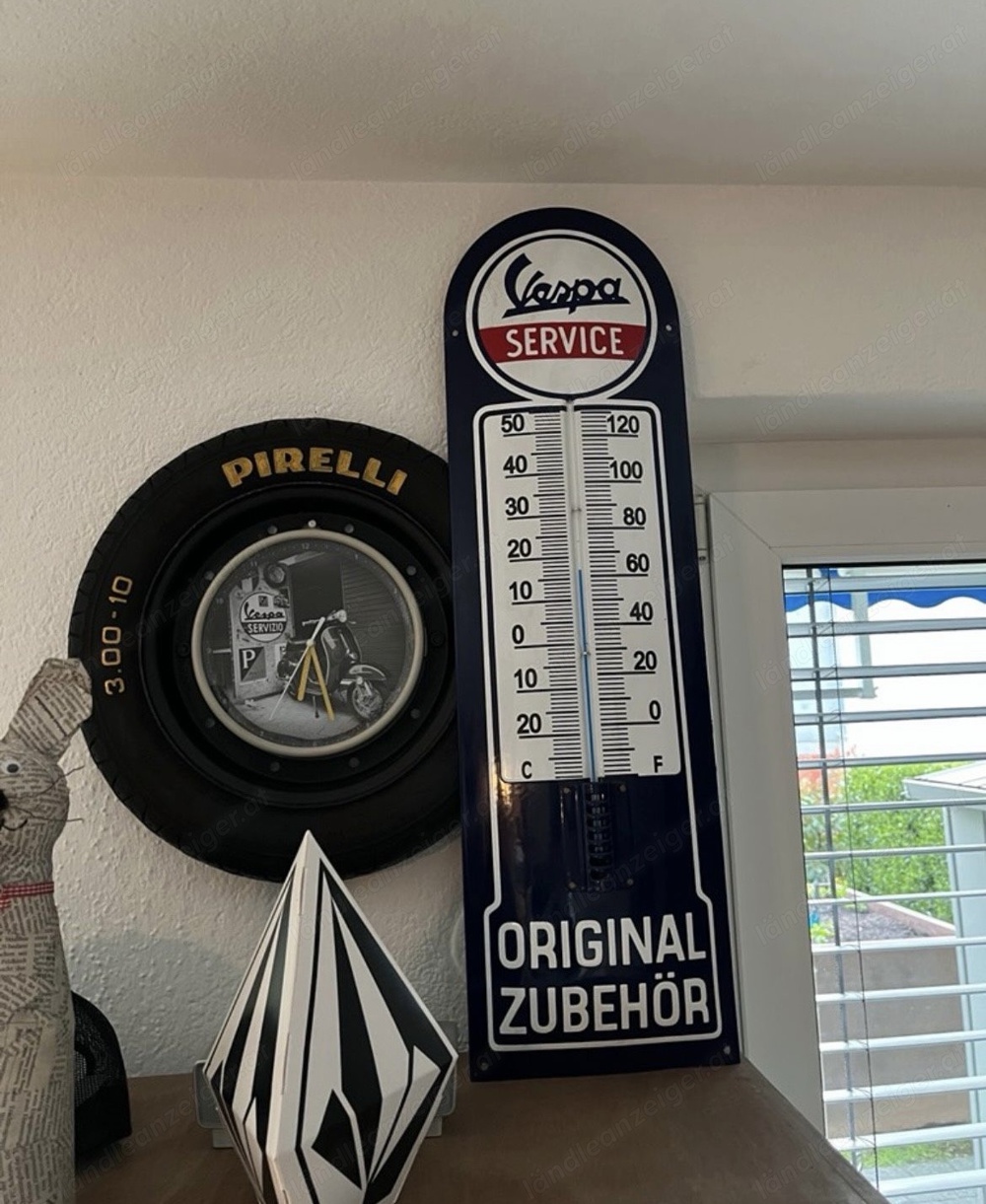 Vespa Thermometer XXL, Emailliert original 