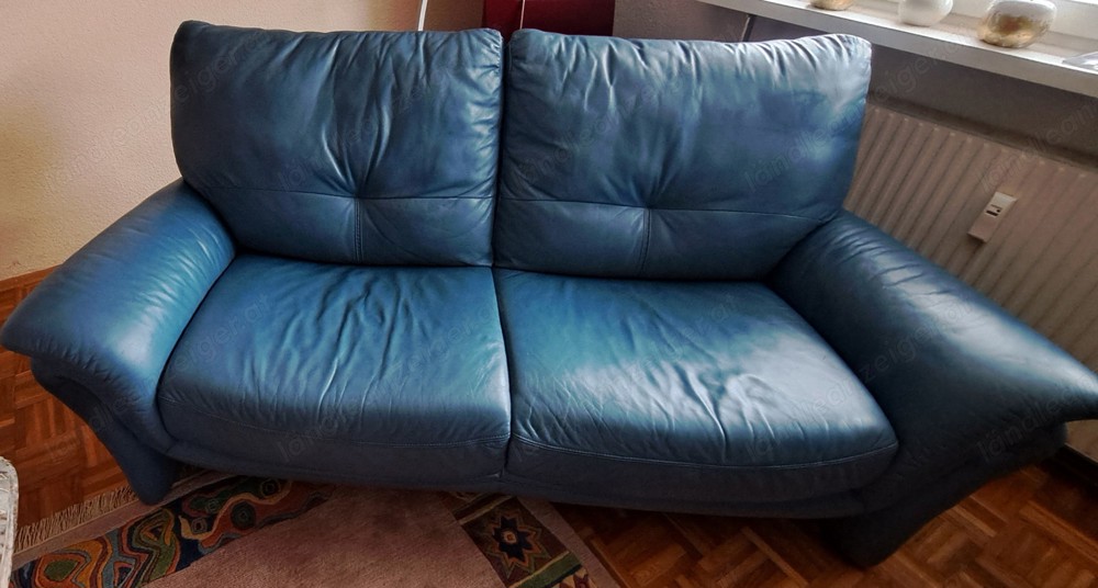 Zweisitzer Ledercouch blau