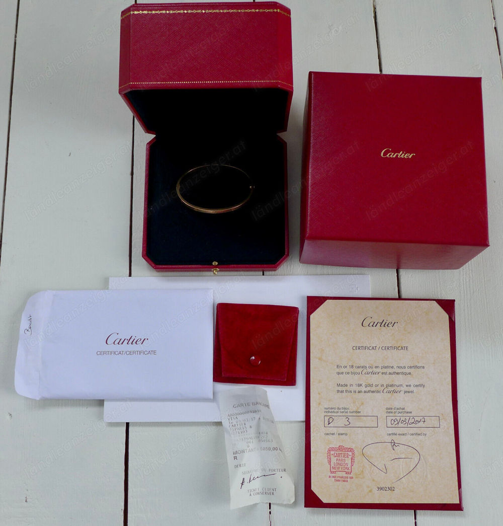 Original Cartier Love 18k Gelbgold Armband Modell Small Size 18