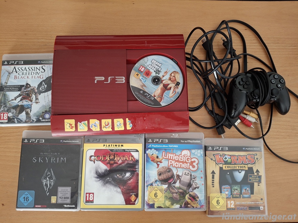 Gebrauchte Playstation 3, 500 GB, mit Spiele, Kabel und einem Kontroller