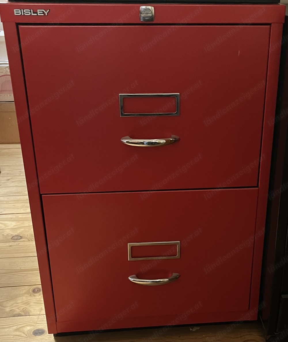 1 BISLEY Schubladenschrank Rot , auch voll beladen leichte Bewegung d Schubladen