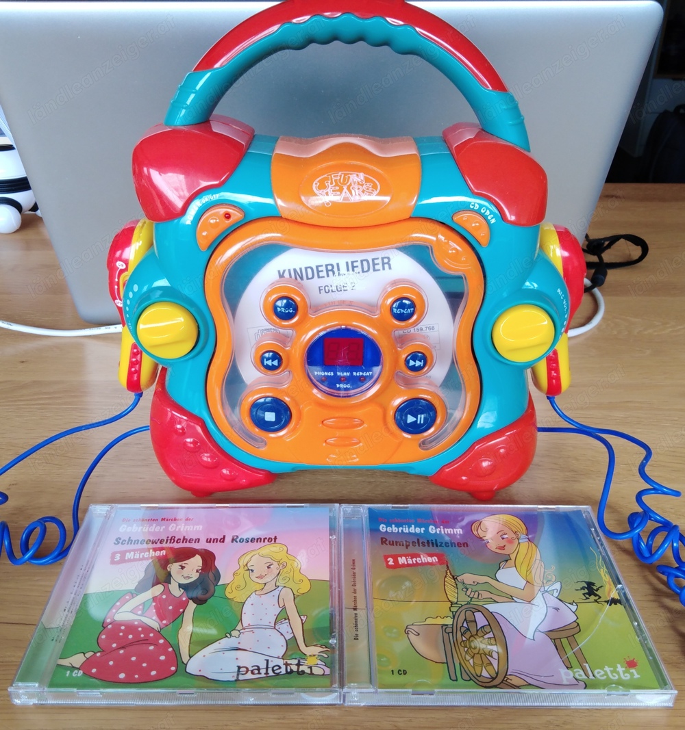 Tragbarer CD-Player für Kinder inkl. Mikrofon + 12 CD s