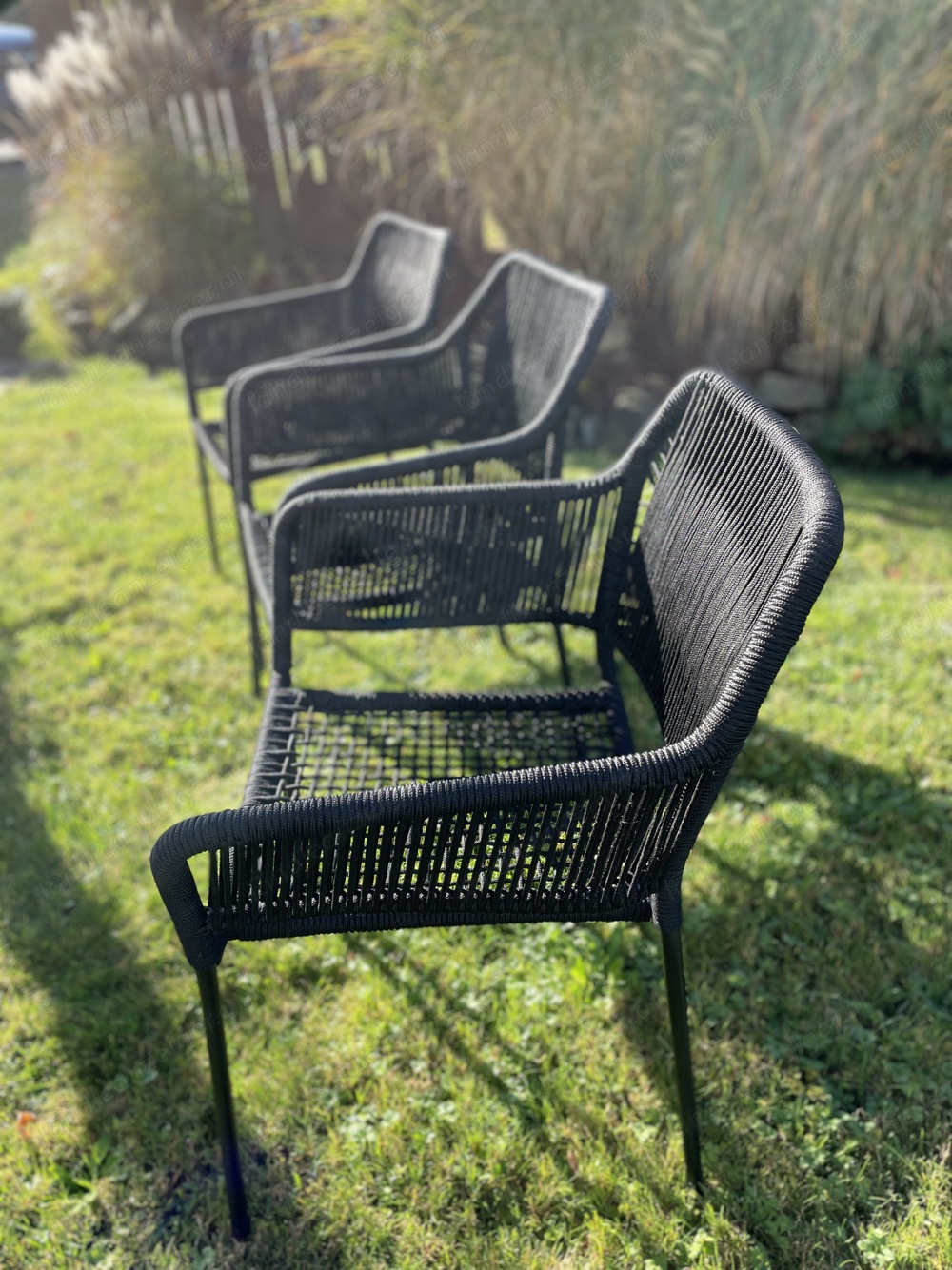 3 Stk. Designer-Outdoorstühle von Lambert, schwarz