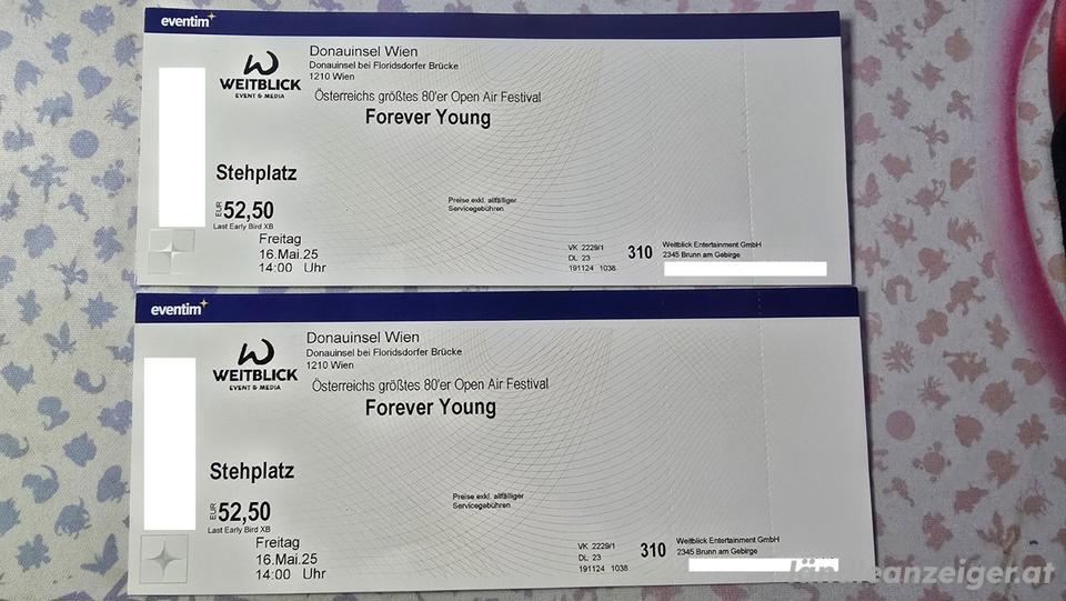 2x Tickets Forever Young 2025 - Österreichs größtes 80'er Open Ai