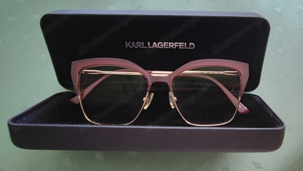 KARL LAGERFELD Damenbrille Brillenfassung Bordeauxrot gebürstet gold Vollrand KARL LAGERFELD Damenbrille Brillenfassung Bordeauxrot gebürstet gold Vollrand