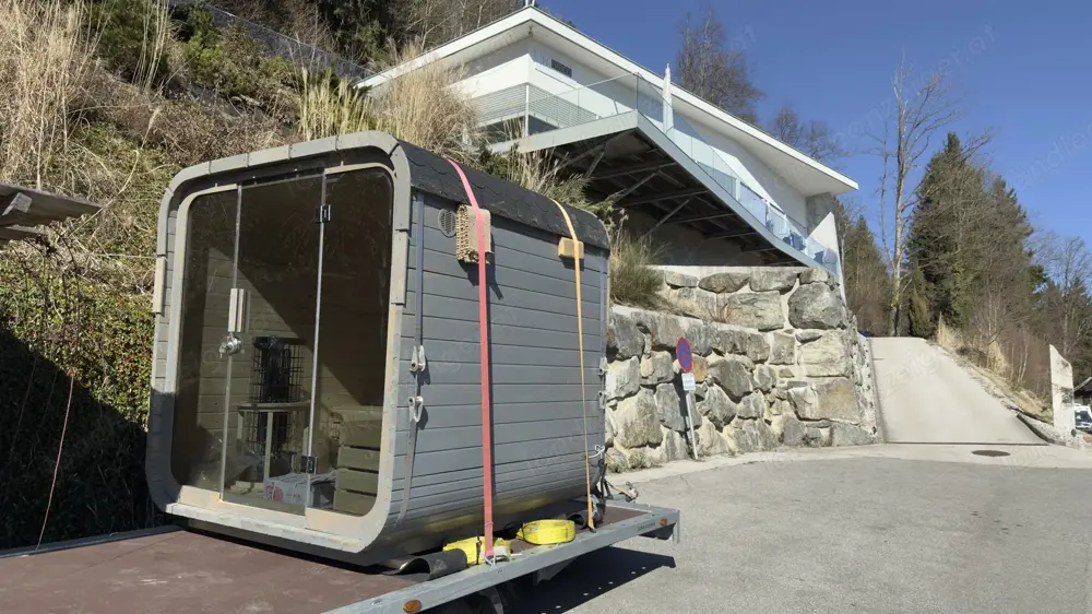 GartenSauna Outdoor Sauna FassSauna CUBIK 2 x 2 m Fertig Montiert E-Ofen 9 kW SPA Wellness