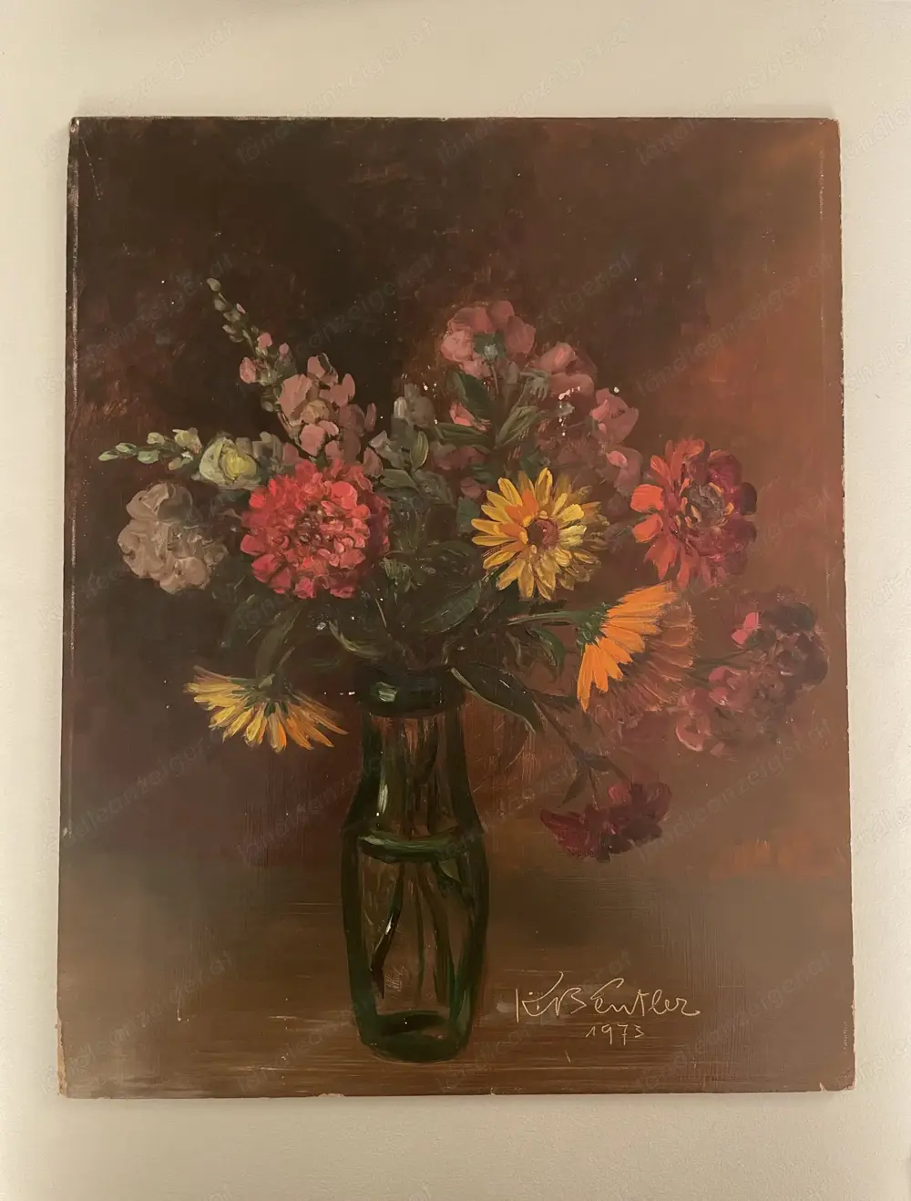 Karl Beutler Ölbild Sommerblumenstrauss Karl Beutler Ölbild Sommerblumenstrauss