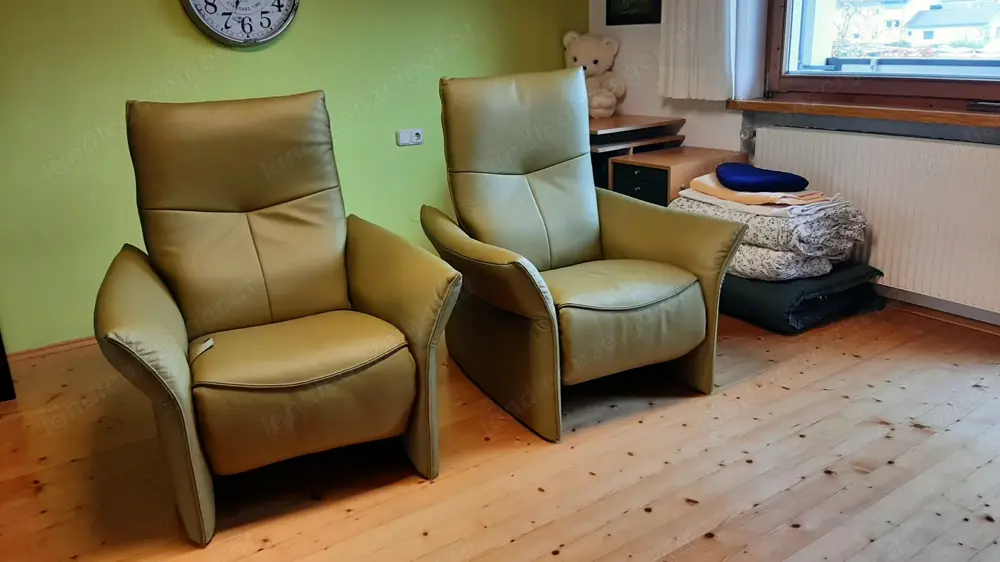 Fernsehsessel - Relaxsessel - Sessel mit Liegefunktion aus geschmeidigem Echtleder - wie neu 