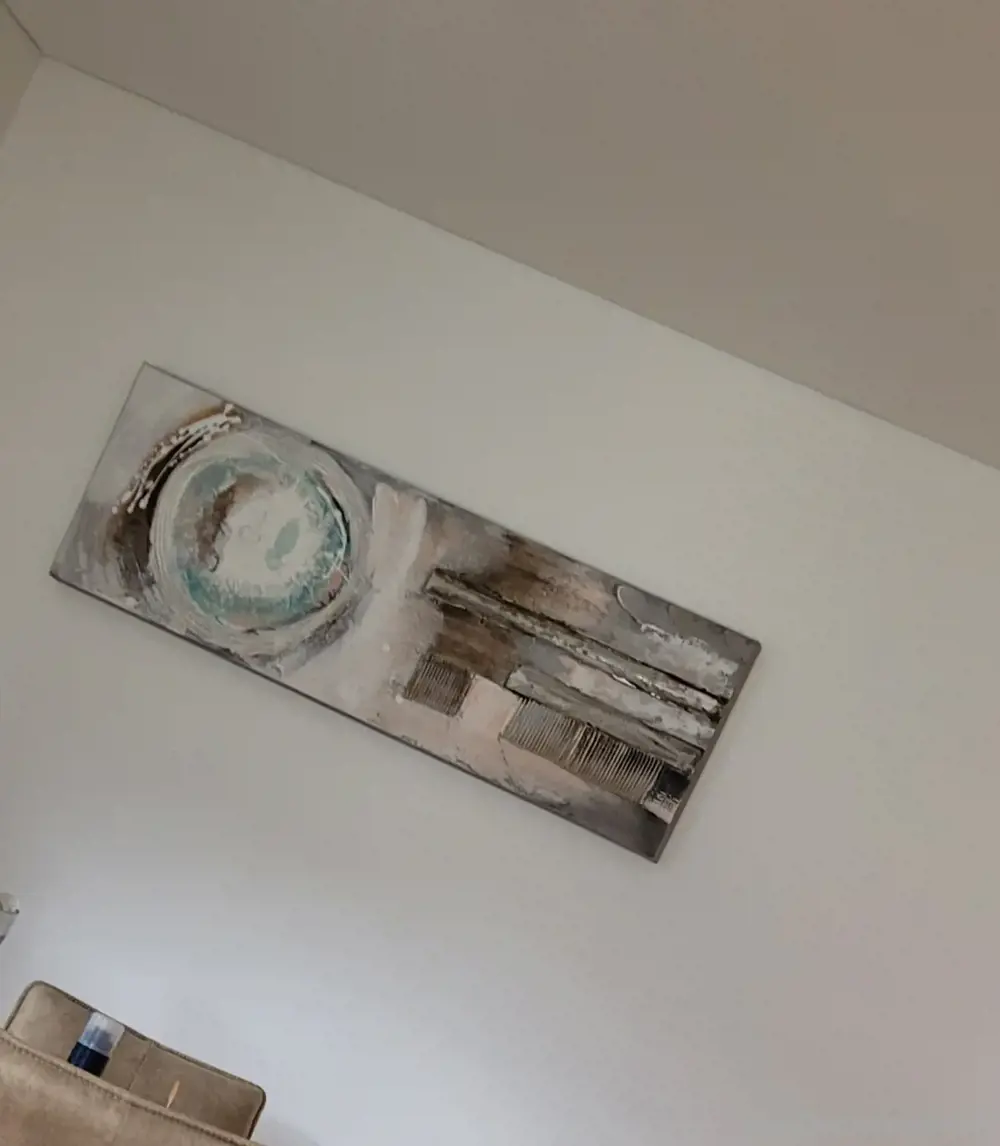 Wandbild abstrakt mit Struktur in grau, beige, blau