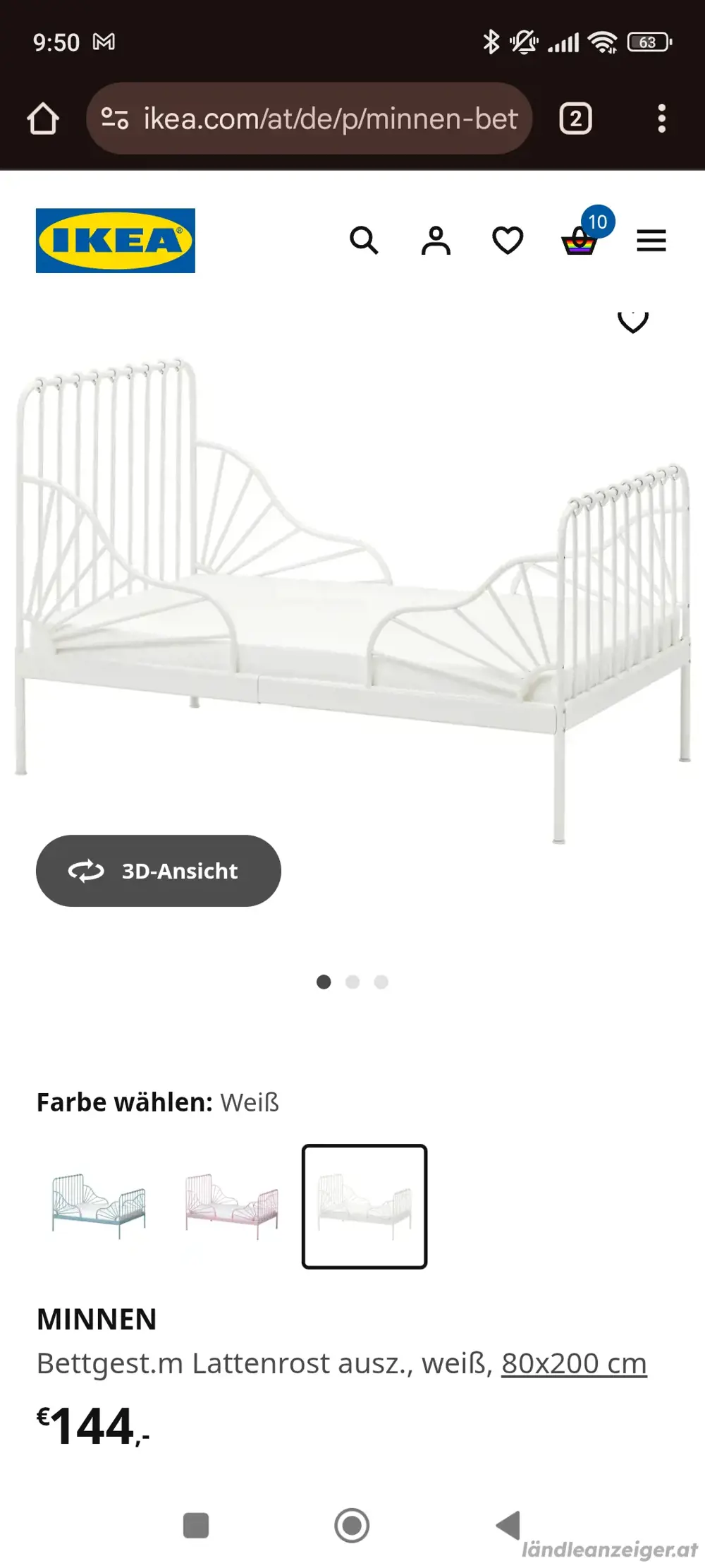 MINNEN Bett mit Lattenrost, ausziehbar, 80x200 cm MINNEN Bett mit Lattenrost, ausziehbar, 80x200 cm