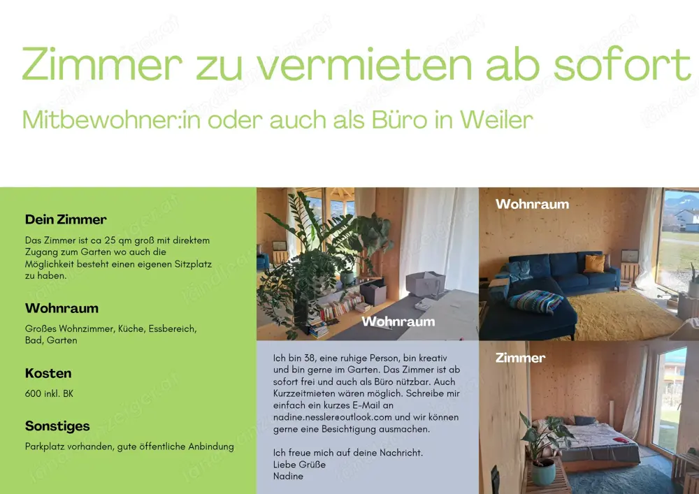 Schönes ruhiges Zimmer in Weiler Schönes ruhiges Zimmer in Weiler