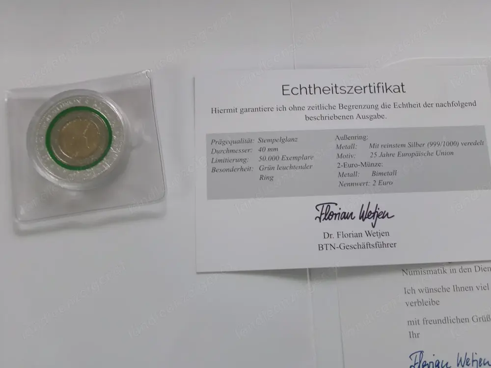 Gedenkmünze 2 Euro - 25 Jahre Europäische Union Gedenkmünze 2 Euro - 25 Jahre Europäische Union