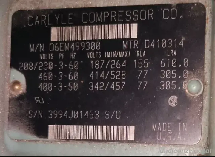 Kompressor Verdichter C3 Carlyle Compressor 06EM499300 Kompressor Verdichter C3 Carlyle Compressor 06EM499300