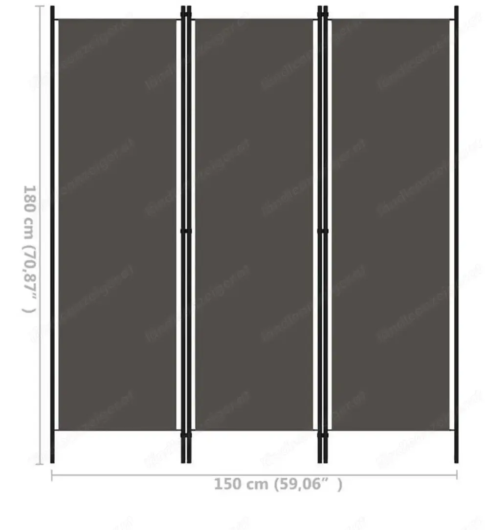 3-tlg. Raumteiler Sichtschutz Anthrazit 150x180 3-tlg. Raumteiler Sichtschutz Anthrazit 150x180
