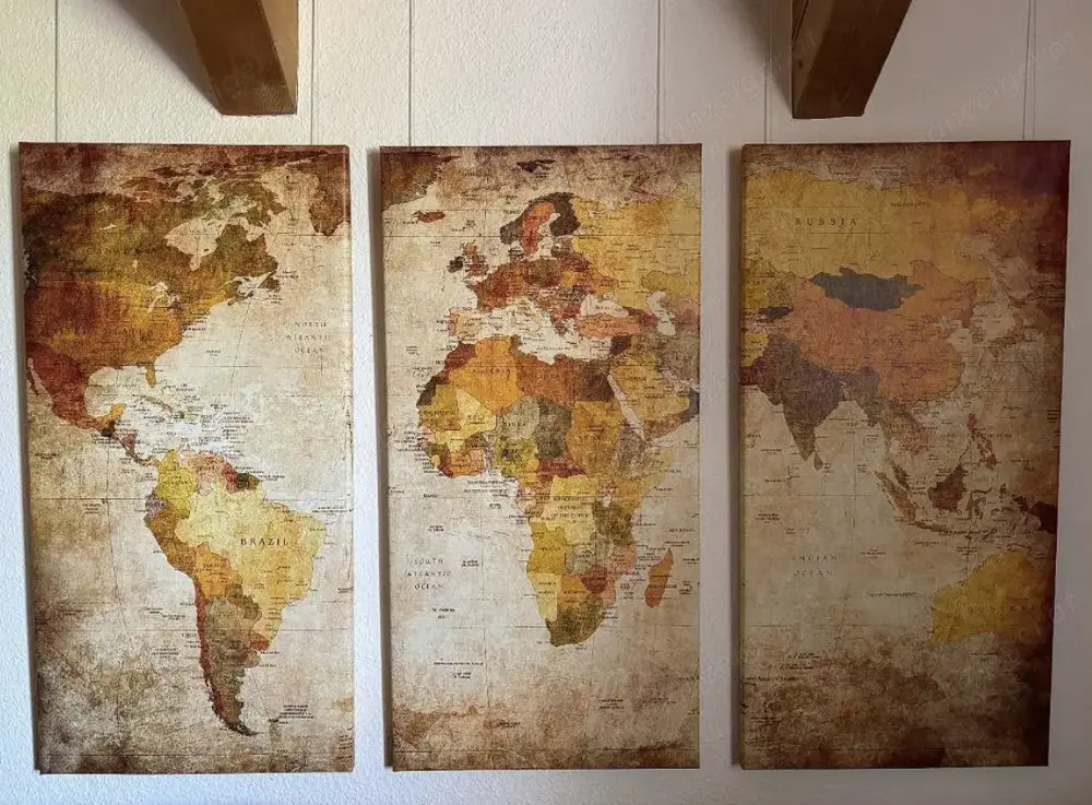 Weltkarte 3-teiliges Bild Weltkarte 3-teiliges Bild