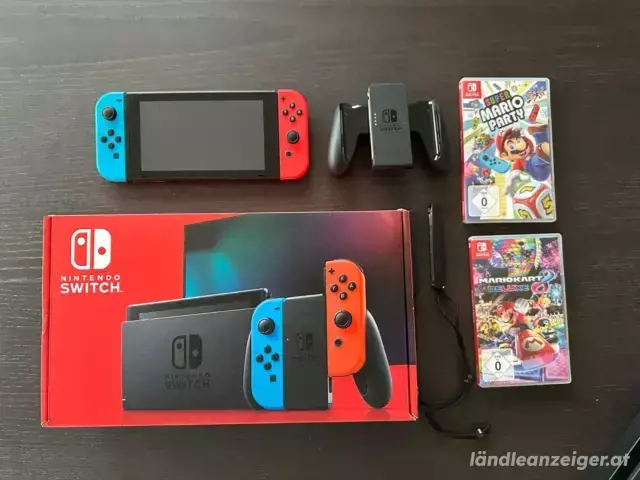 Nintendo switch spielkonsole mit OVP + Mario kart und super Mario party , zustand : neue Nintendo switch spielkonsole mit OVP + Mario kart und super Mario party , zustand : neue