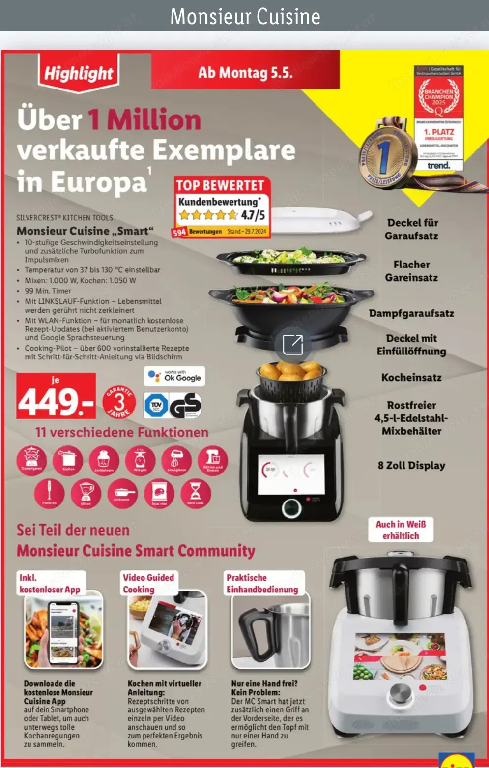 Küchenmaschine SilverCrest Monsieur Cousine Connect Küchenmaschine SilverCrest Monsieur Cousine Connect