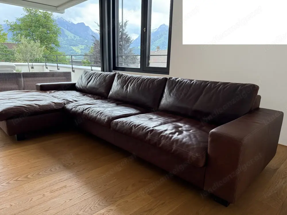 Hochwertiges Echtleder-Ecksofa in Dunkelbraun - gepflegt & zeitlos