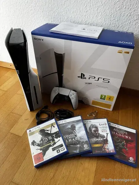 PlayStation 5 Sony spielkonsole mit Zubehör : 4 videospiel + kontrollern + OVP und rechung PlayStation 5 Sony spielkonsole mit Zubehör : 4 videospiel + kontrollern + OVP und rechung