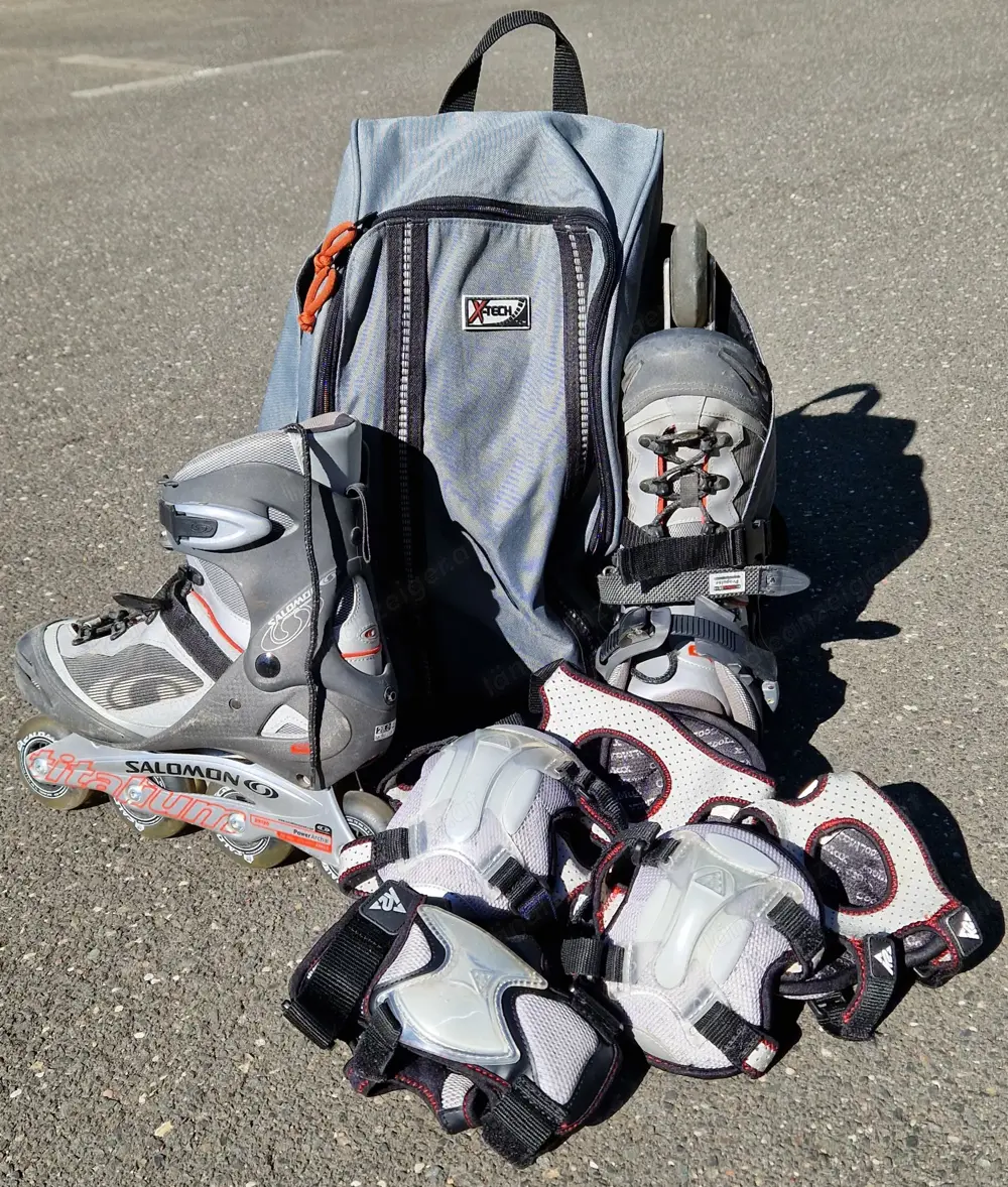 Inline Skates Salomon DR120 Gr. 44 + Rucksack + Set Protektoren Inline Skates Salomon DR120 Gr. 44 + Rucksack + Set Protektoren