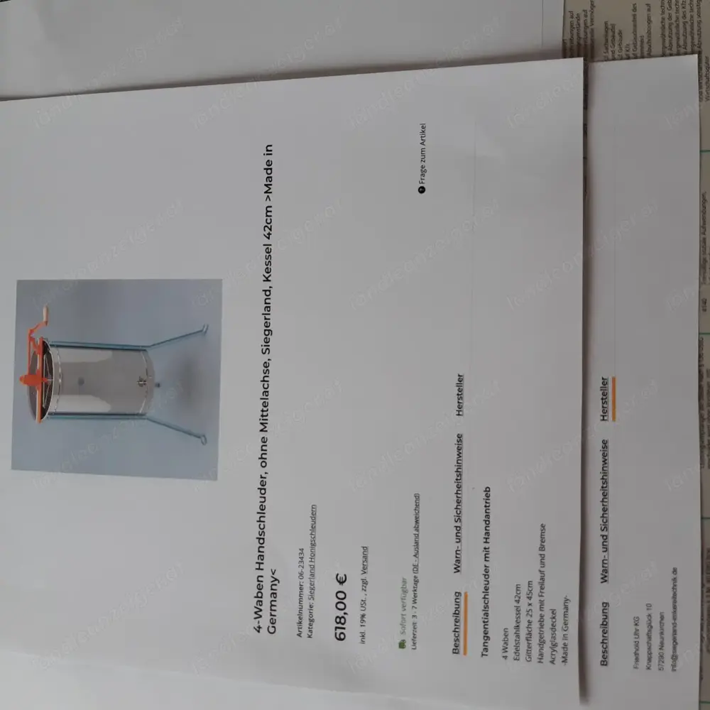Honigschleuder und Schleuderzubehör Honigschleuder und Schleuderzubehör