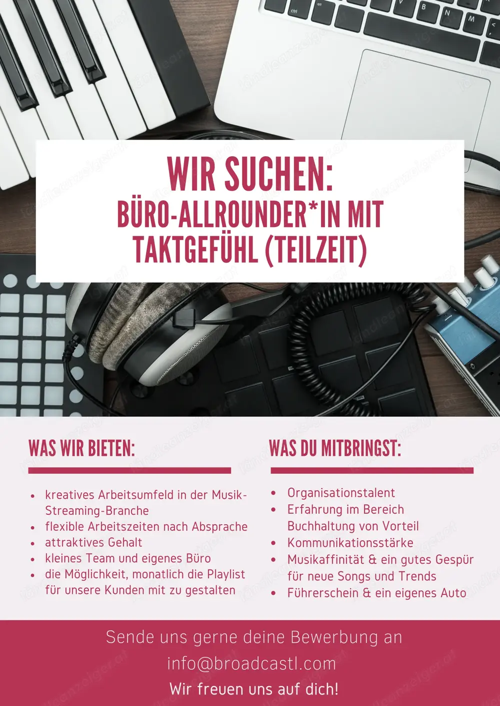 Musik-Streaming-Anbieter sucht: Büroallrounder*in Teilzeit in Höchst