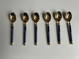 Kaffeelöffel goldfarben blauer Keramikgriff Kaffeelöffel goldfarben blauer Keramikgriff